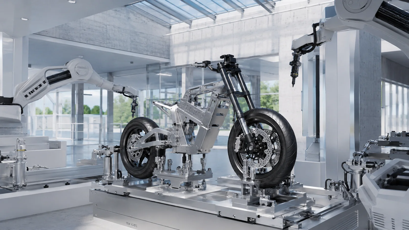 ORRBIKES platform in a bright robotic factory concept