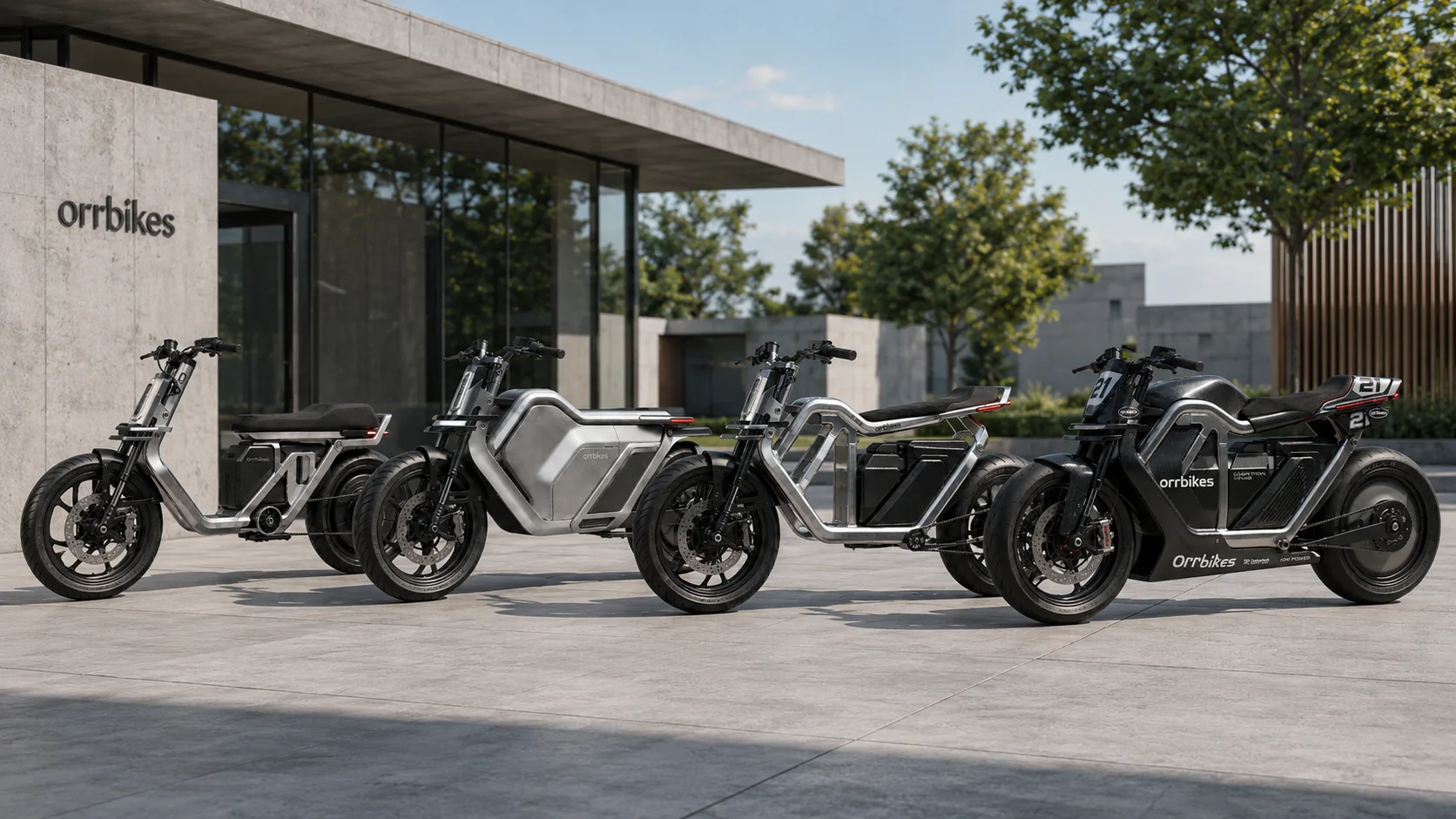 All four ORRBIKES variants together in daylight